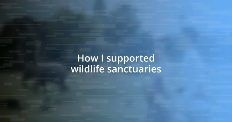 How I supported wildlife sanctuaries