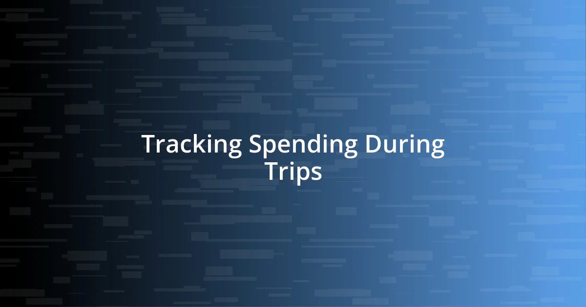 Tracking Spending During Trips