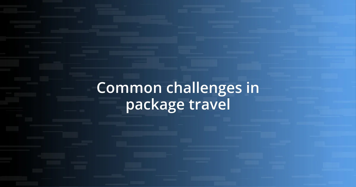 Common challenges in package travel