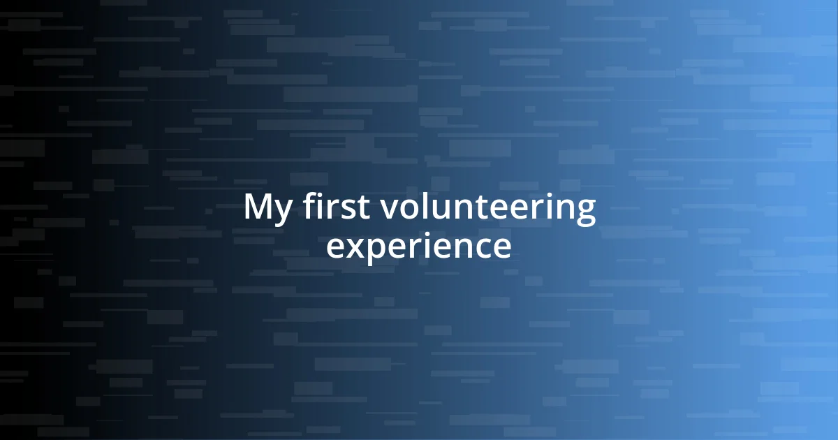 My first volunteering experience