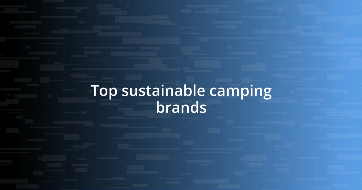 Top sustainable camping brands