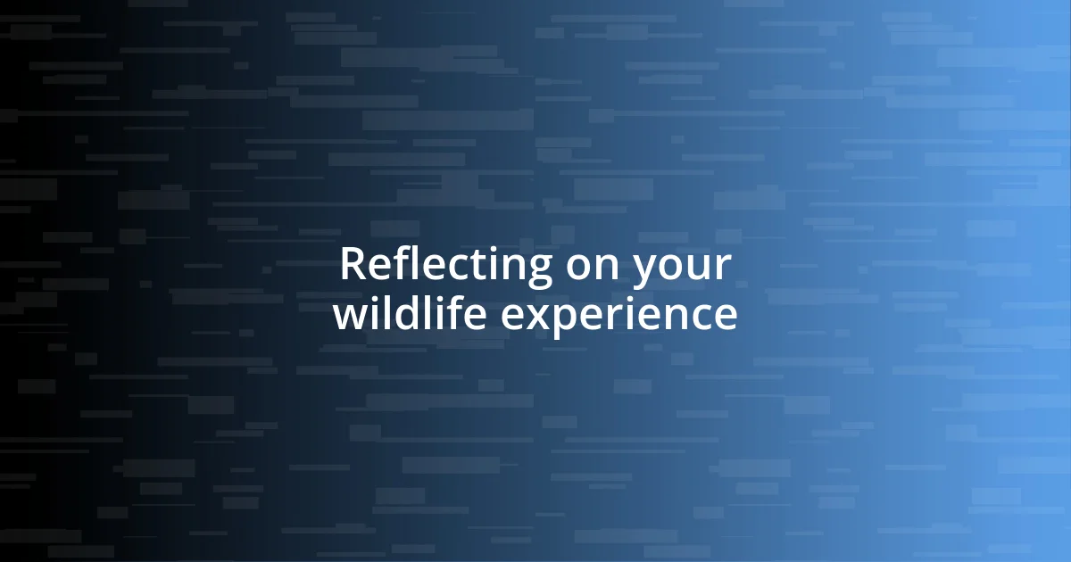 Reflecting on your wildlife experience