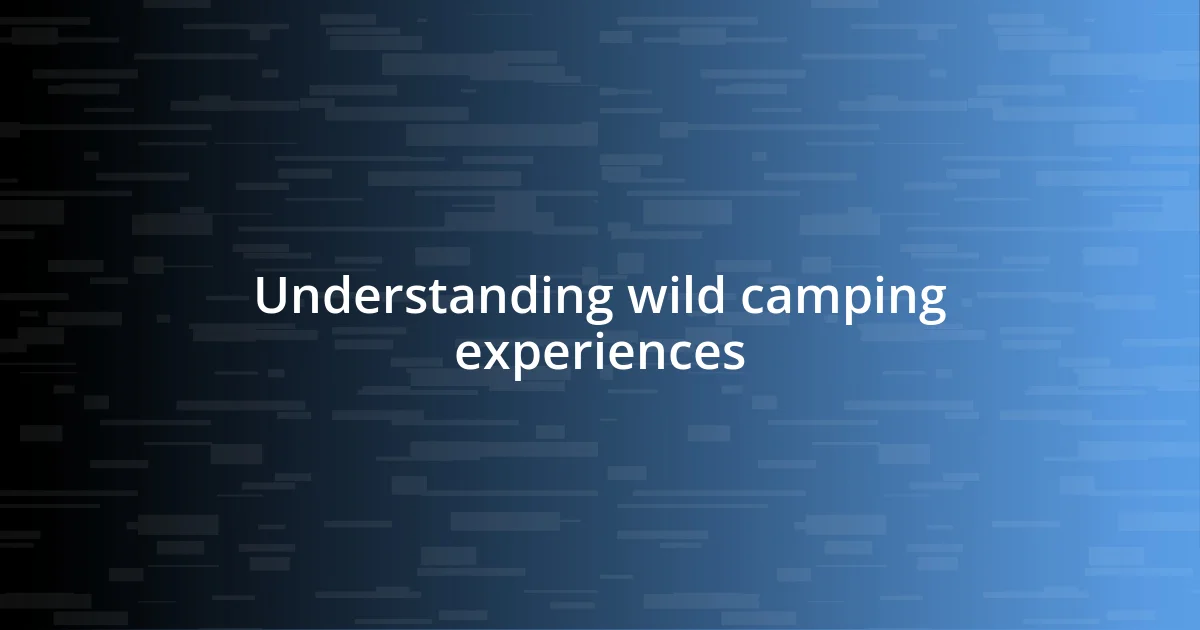 Understanding wild camping experiences