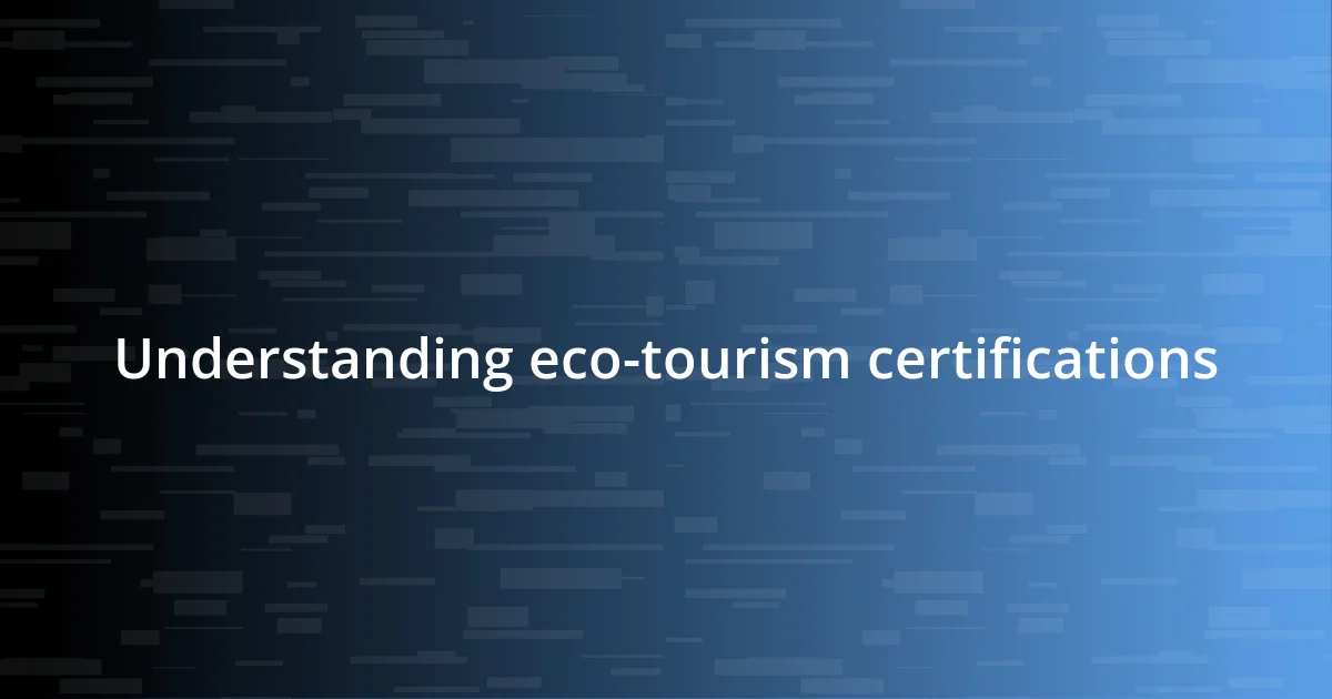 Understanding eco-tourism certifications