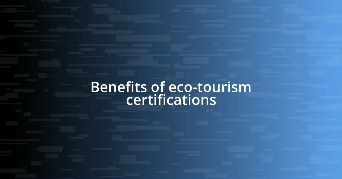 Benefits of eco-tourism certifications