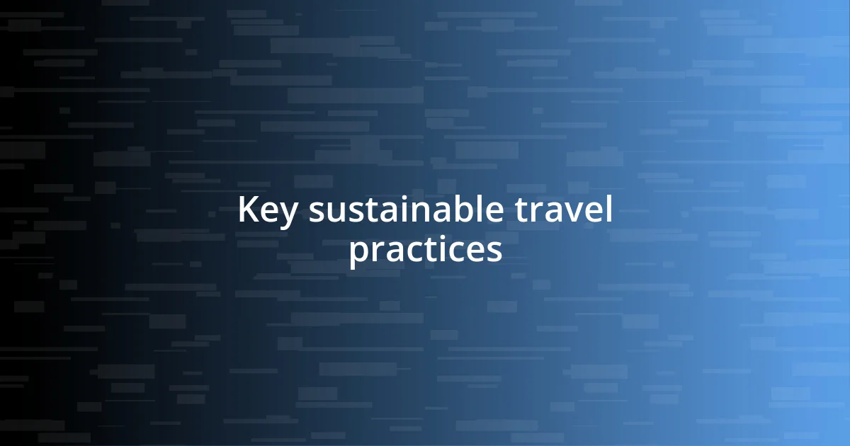 Key sustainable travel practices